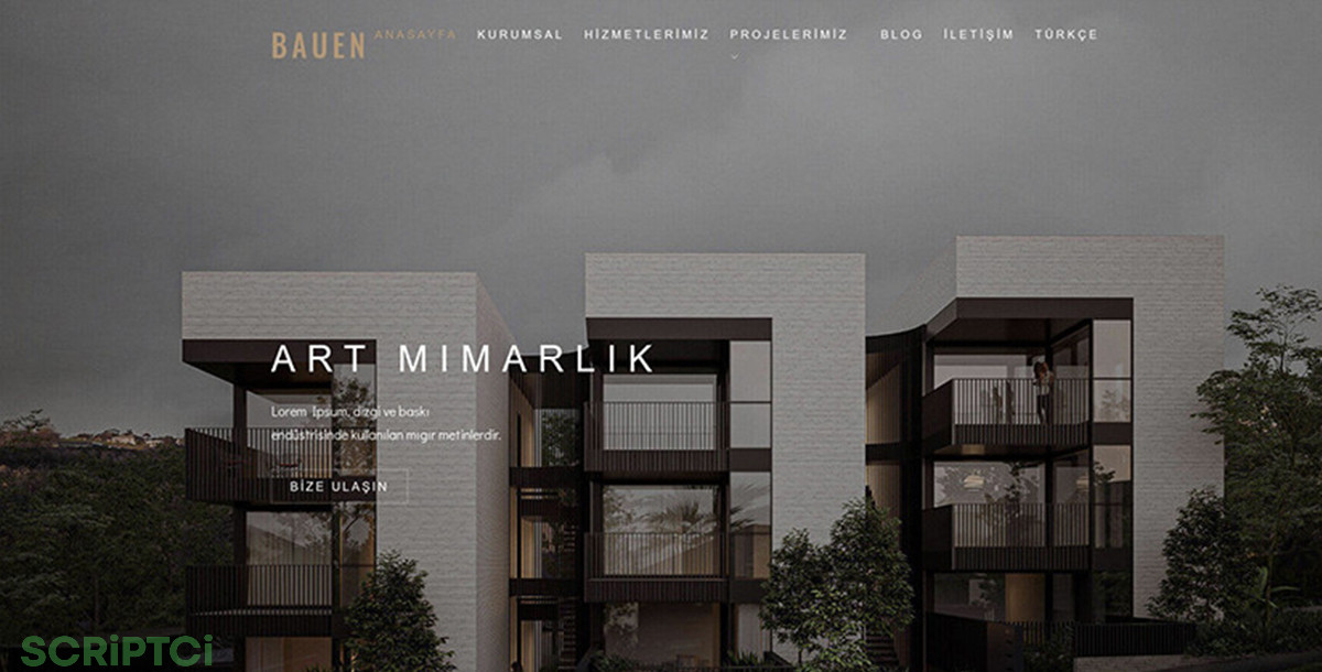 İnşaat ve Mimarlık Web Sitesi (Koyu Mod Tema) IM02
